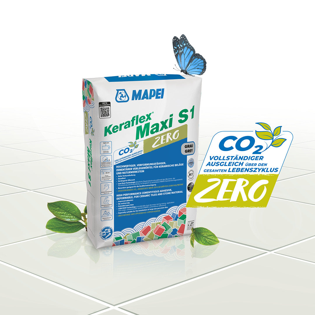 MAPEI Keraflex Maxi S1 Zero Grau & Weiß – Hochflexibler Fliesenkleber für Großformate (25 kg/23 kg Säcke)