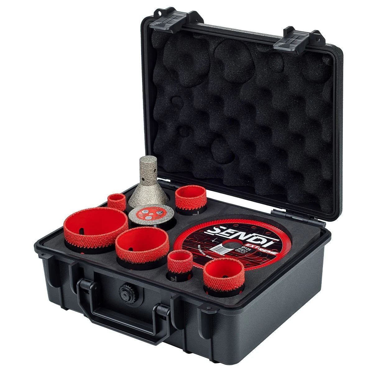 SENDI EXTREME SET Diamantbohrkronen M14 für Feinsteinzeug – 10-teilig im Koffer