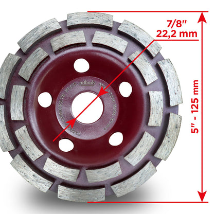 PDTools CONCRETE PLUS 125 mm Diamantschleiftopf für Beton, Stahlbeton & Estrich