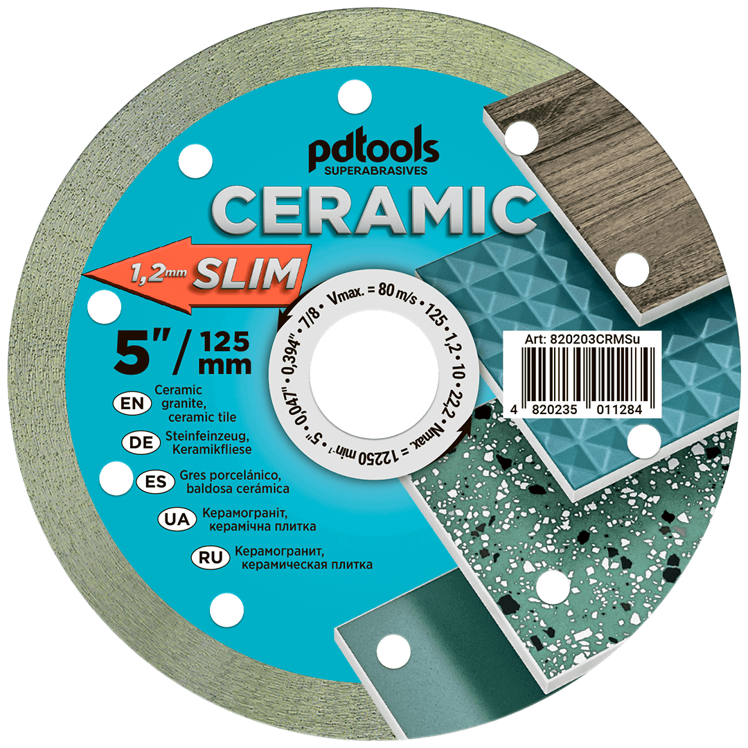 PD Tools CERAMIC SLIM Ø125 mm Diamanttrennscheibe für Feinsteinzeug