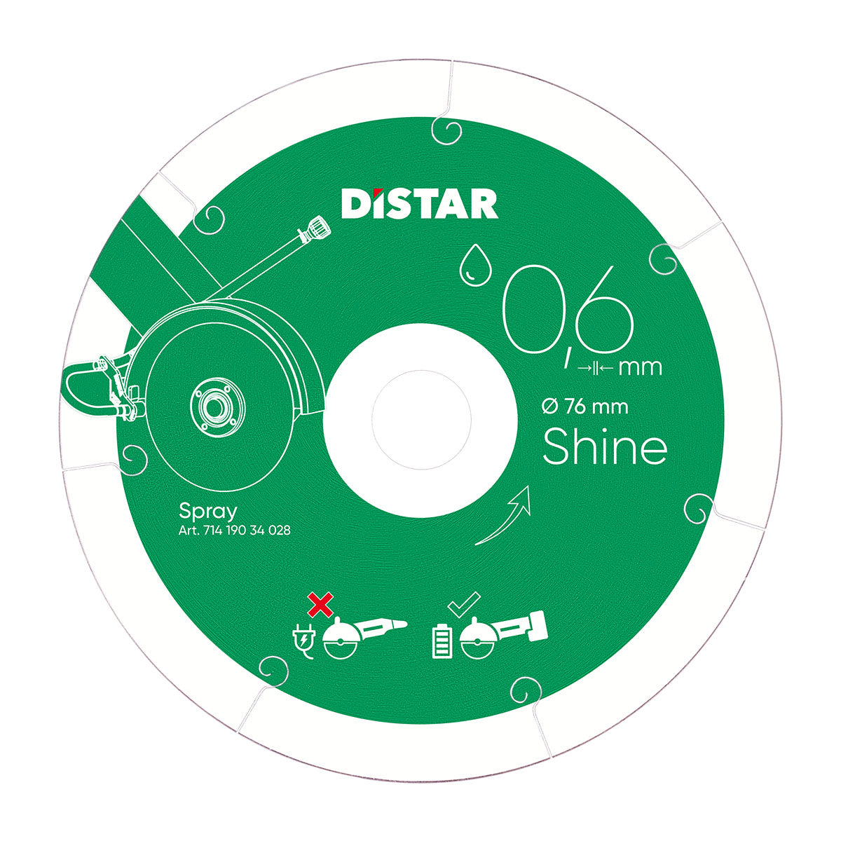 DiSTAR SHINE Diamanttrennscheibe 0,6 mm für Feinsteinzeug & Keramik (76 / 101,6 / 125 mm)