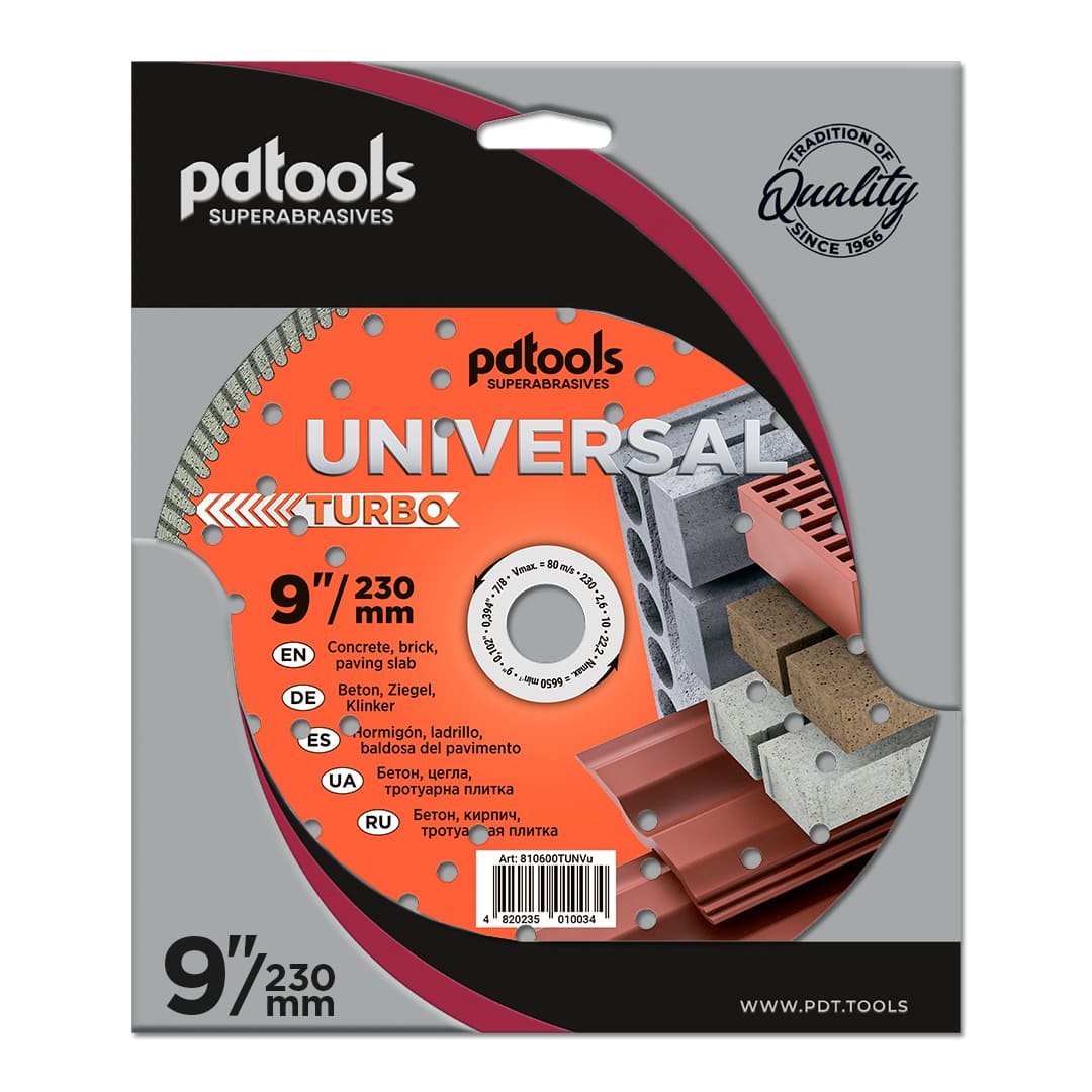 PD Tools UNIVERSAL Turbo Diamanttrennscheibe 230 mm für Beton & Pflastersteine |