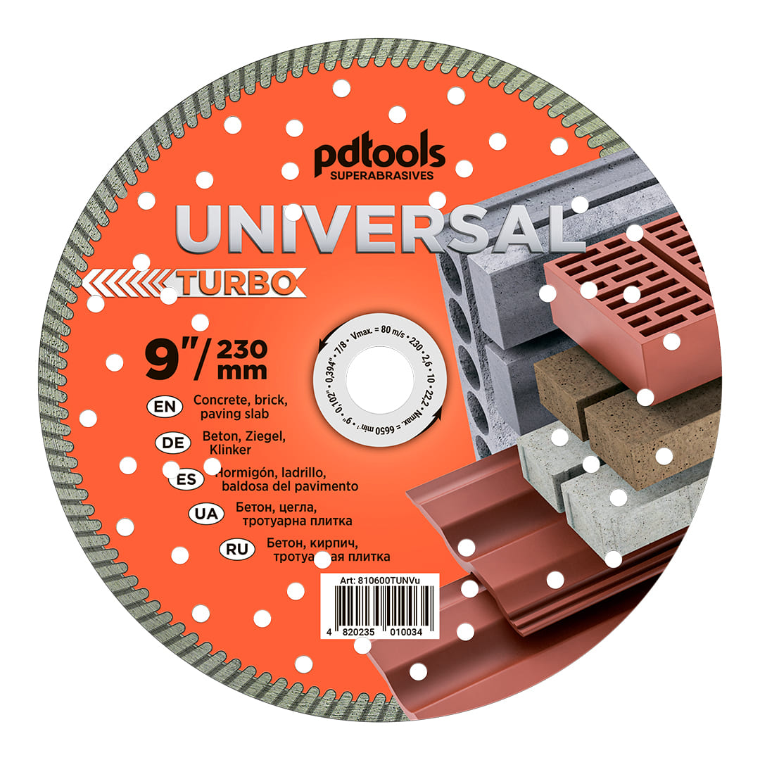 PD Tools UNIVERSAL Turbo Diamanttrennscheibe 230 mm für Beton & Pflastersteine |