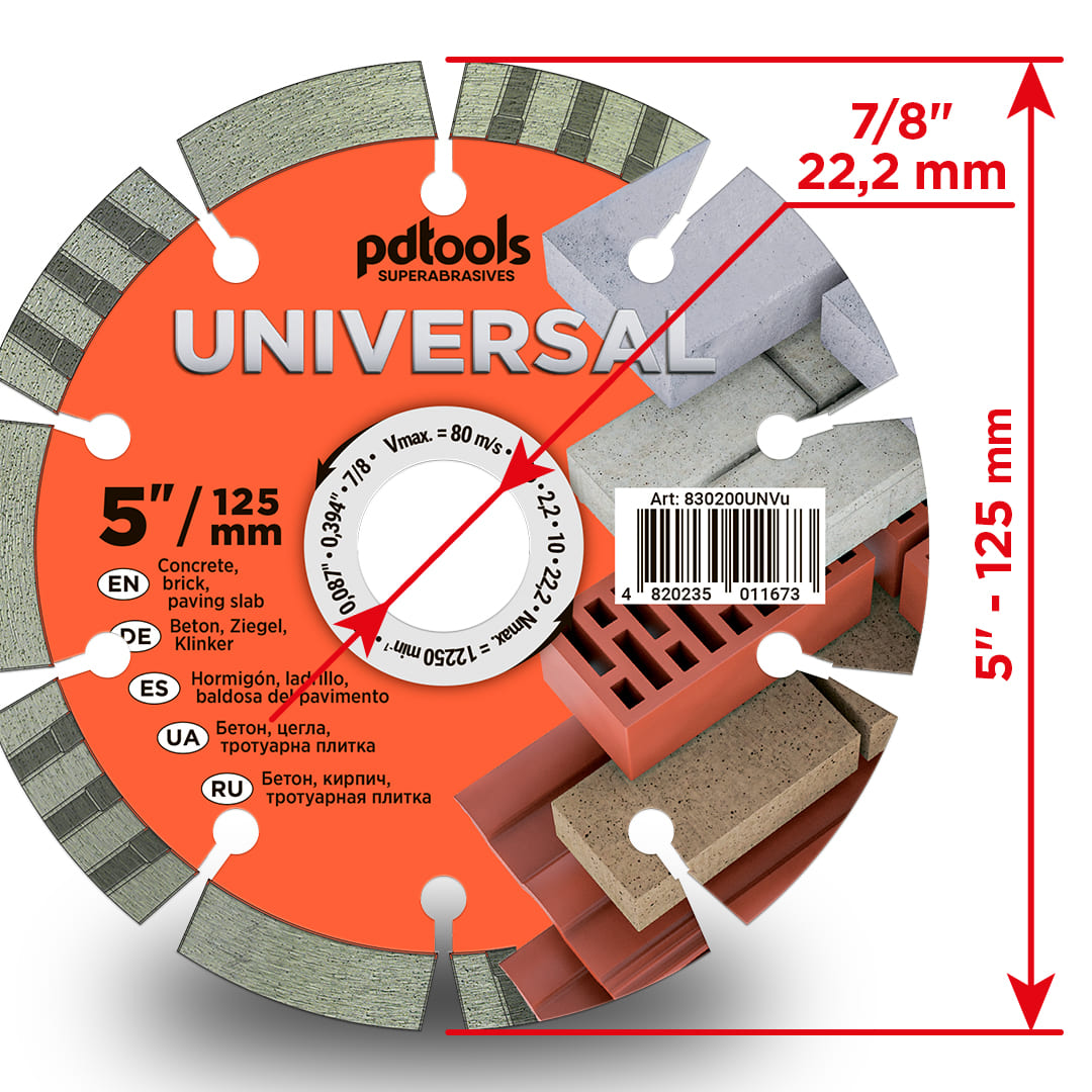 PD Tools UNIVERSAL SEGMENT Ø230 mm Diamanttrennscheibe für Beton, Stahlbeton & Pflastersteine