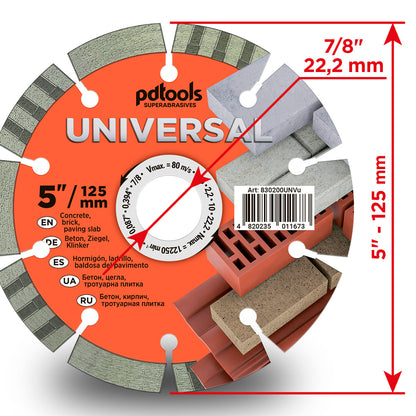 PD Tools UNIVERSAL SEGMENT Ø230 mm Diamanttrennscheibe für Beton, Stahlbeton & Pflastersteine