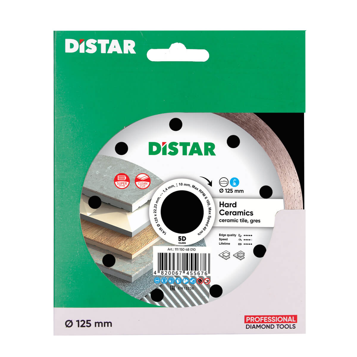 DiSTAR Hard Ceramics 125 mm Nassschnitt Diamanttrennscheibe für Feinsteinzeug & Keramik