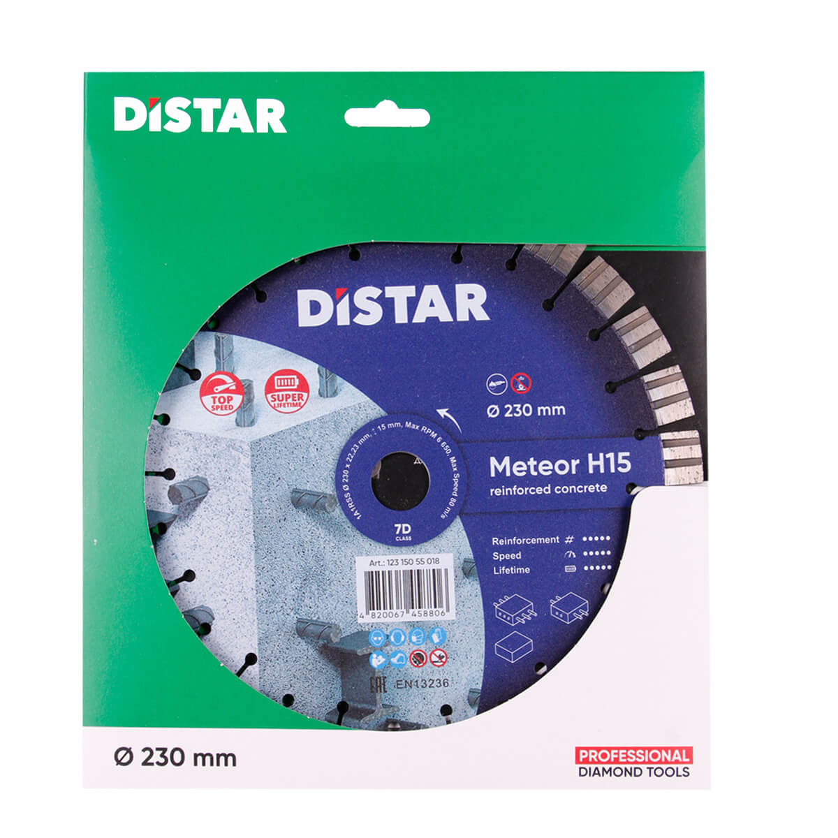 Diamantscheibe METEOR Н15 Ø230mm hocharmierte Beton TROCKEN