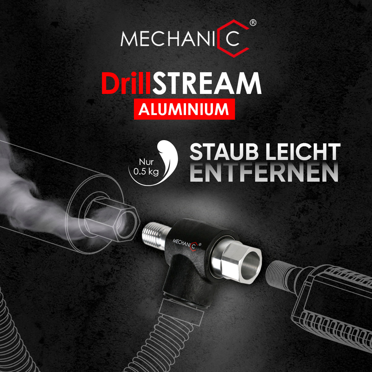 MECHANIC DrillStream Aluminium Staubabsaugung – ultraleicht für Diamant-Trockenbohren (1 1/4″ UNC)