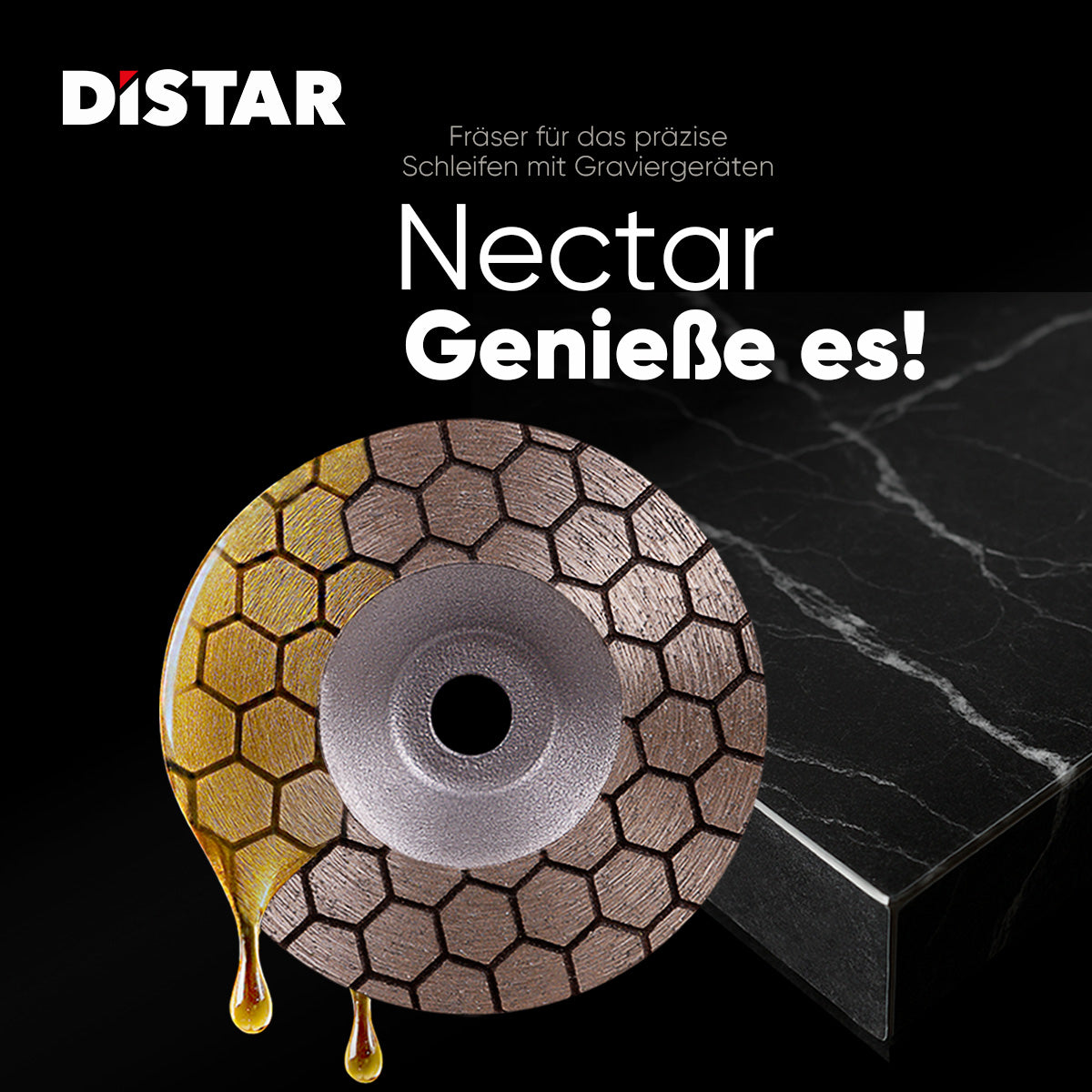 DiSTAR NECTAR Ø45 mm Korn 100 – Diamant-Schleifpad für Feinsteinzeug & Keramik (5,8F)