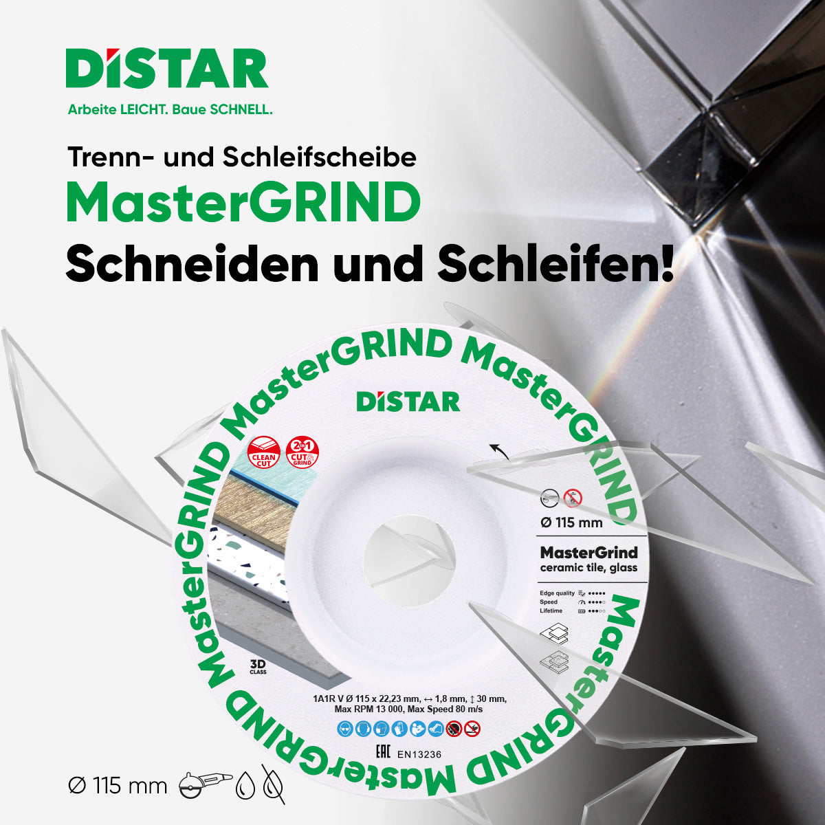 Diamanttrennscheibe MasterGRIND – Stabiler Schnitt bei 90° & 45°