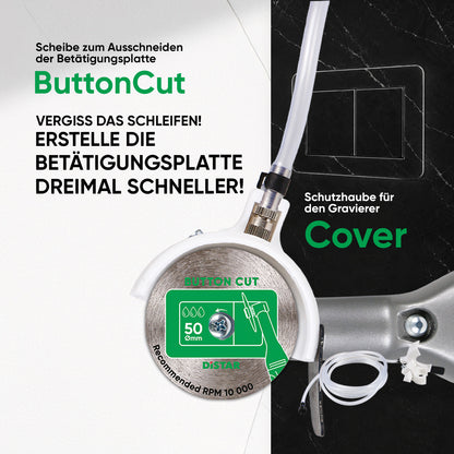 Schutzhaube für Graviergerät mit Gummi-Spritzschutz